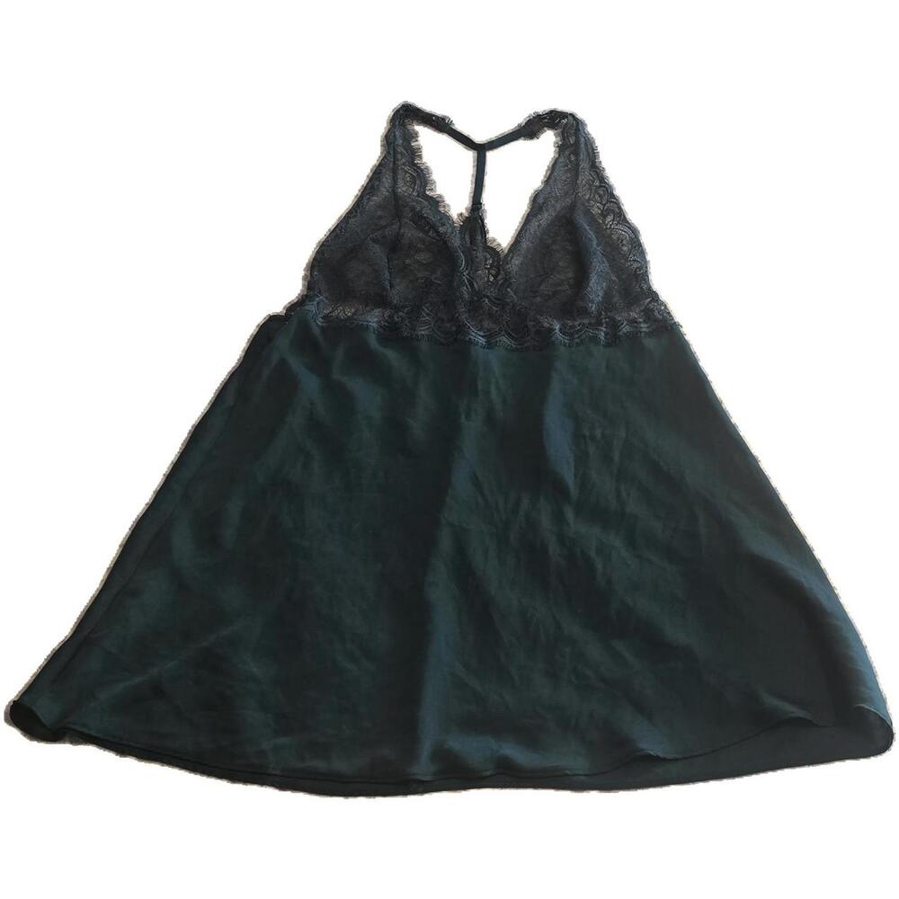 Dark Green Slip Dress Lingerie Lace Adore Me Women's XL